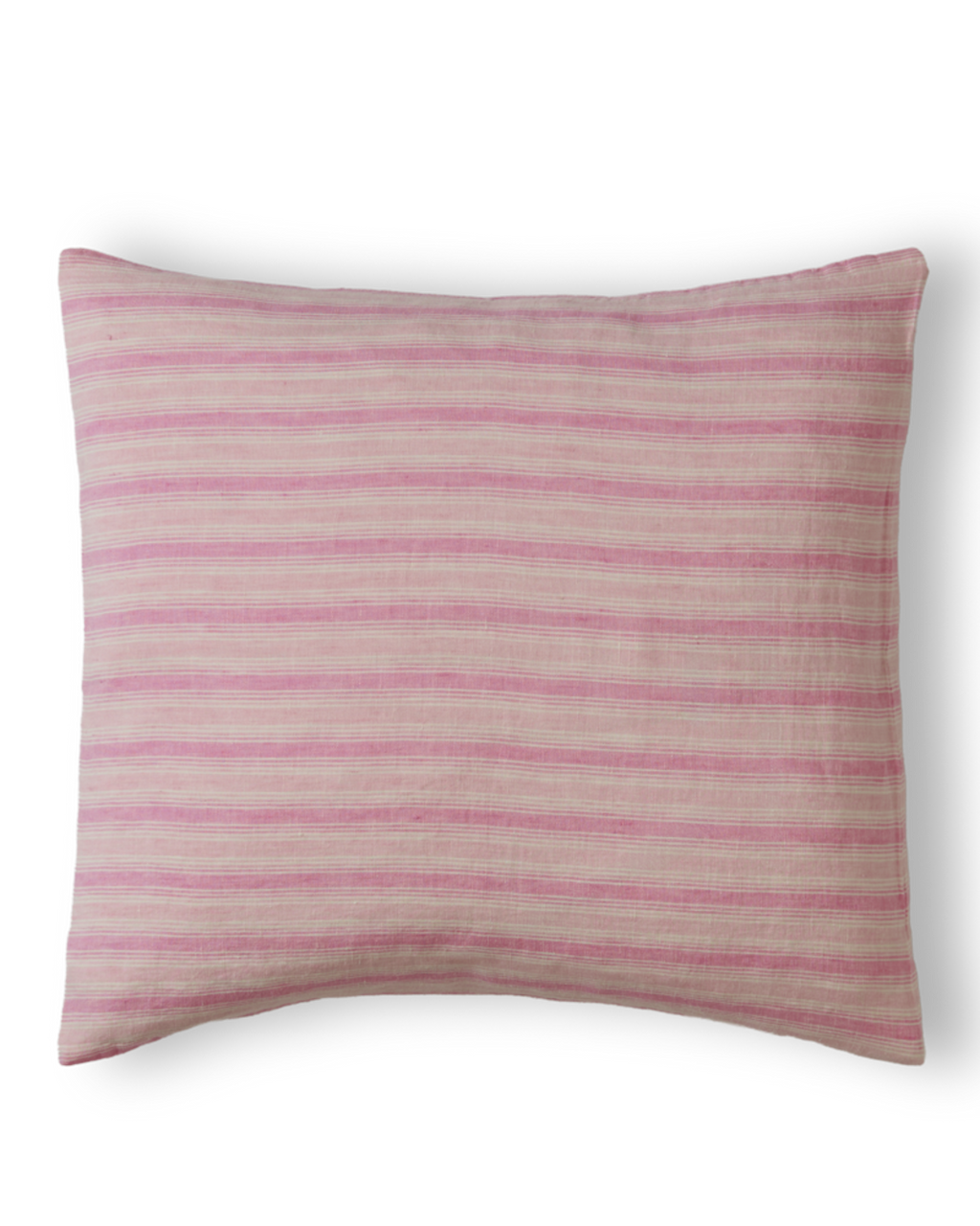 Merci - Taie D'Oreiller En Lin Lavé - Rayures Trame Rose