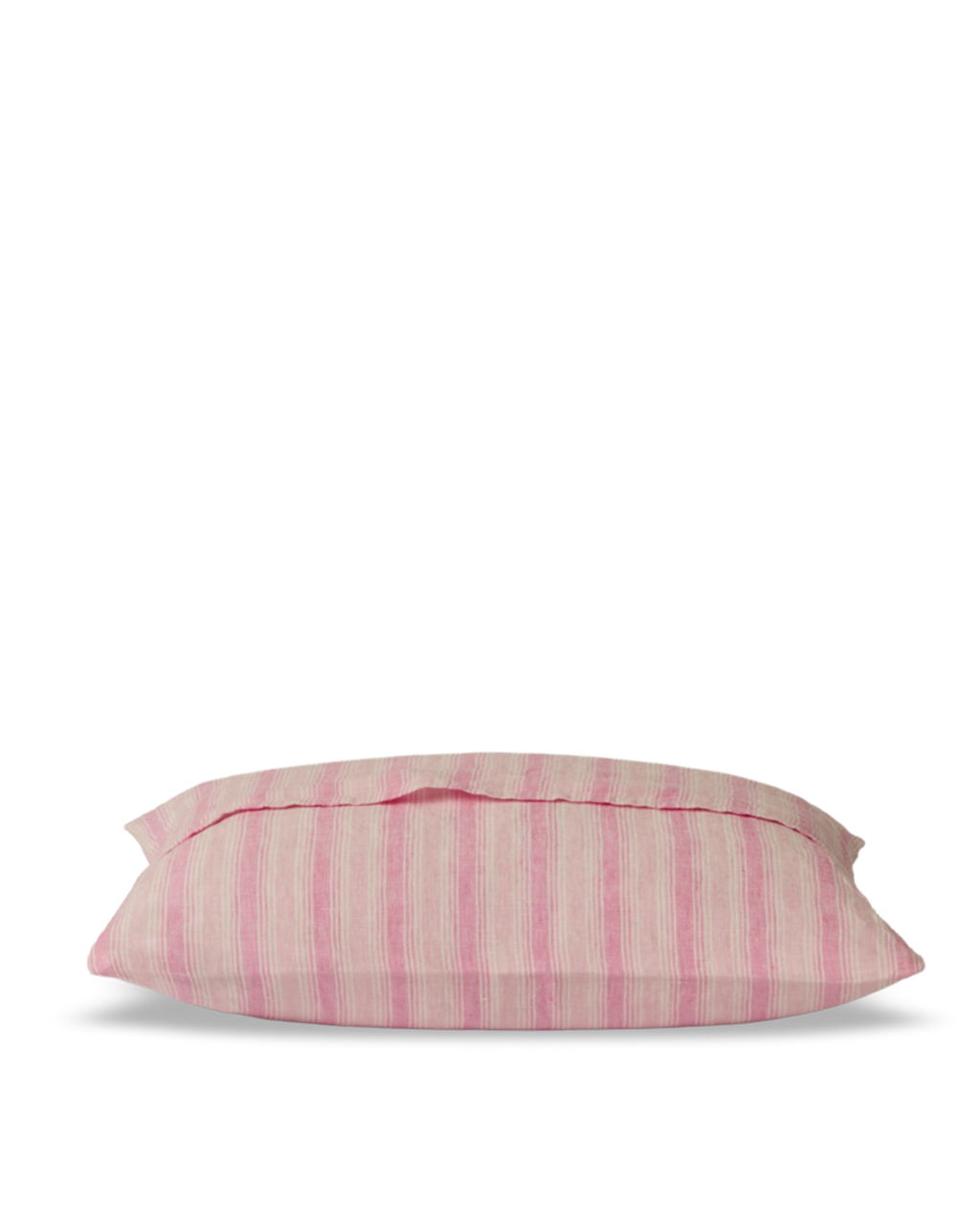 Merci - Taie D'Oreiller En Lin Lavé - Rayures Trame Rose