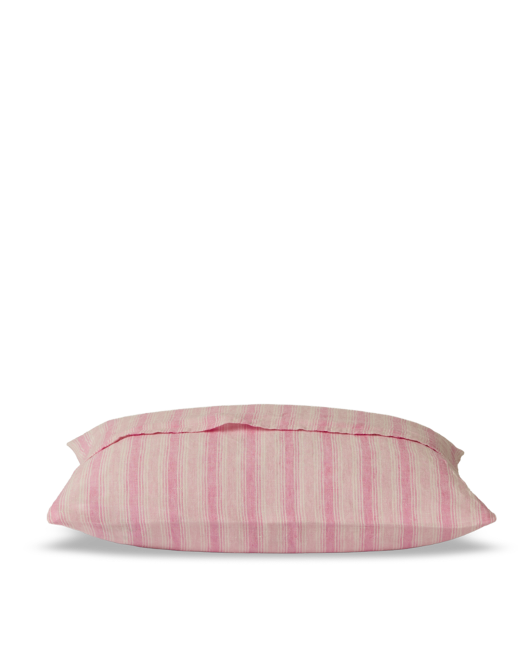 Merci - Taie D'Oreiller En Lin Lavé - Rayures Trame Rose