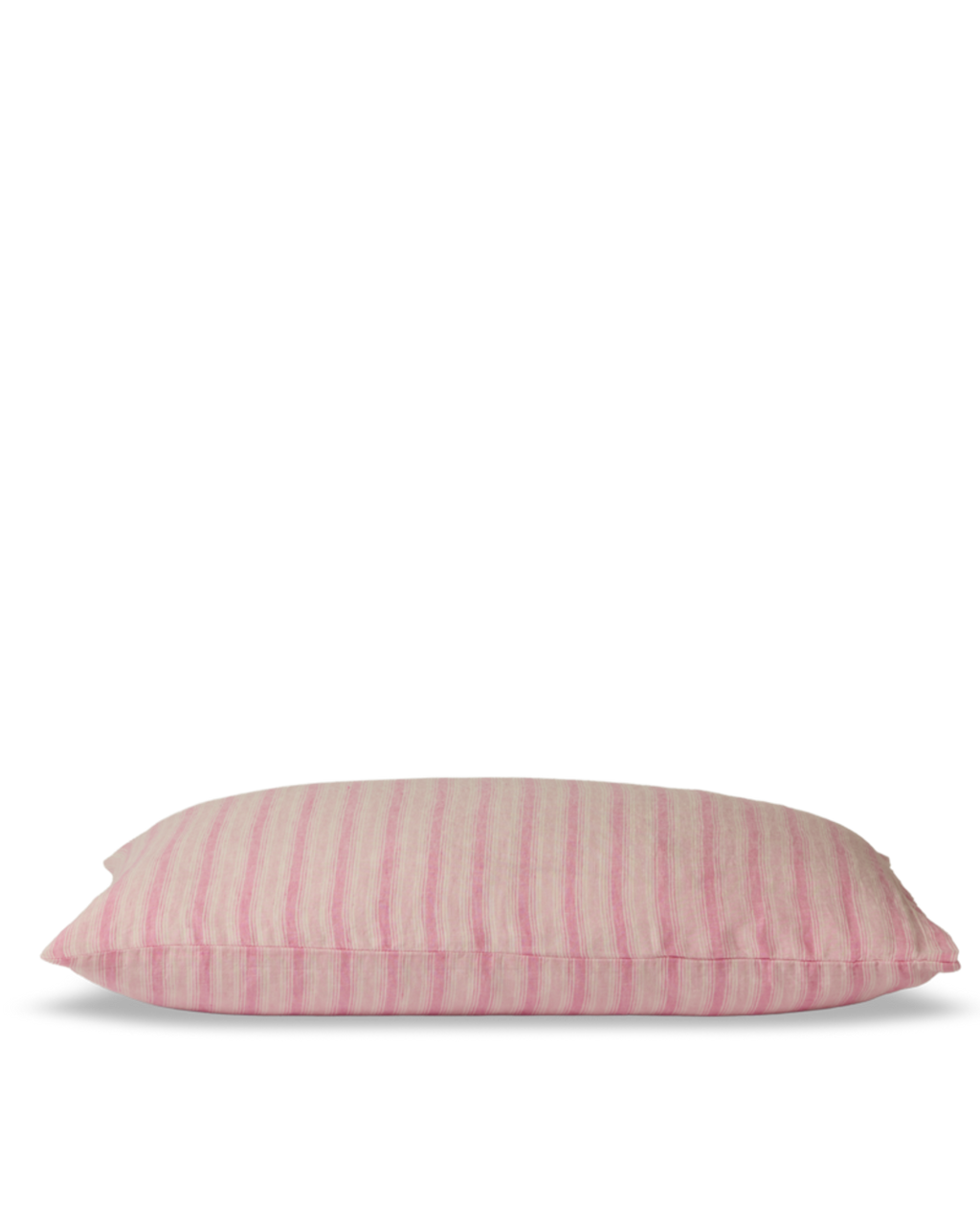 Merci - Taie D'Oreiller En Lin Lavé - Rayures Trame Rose