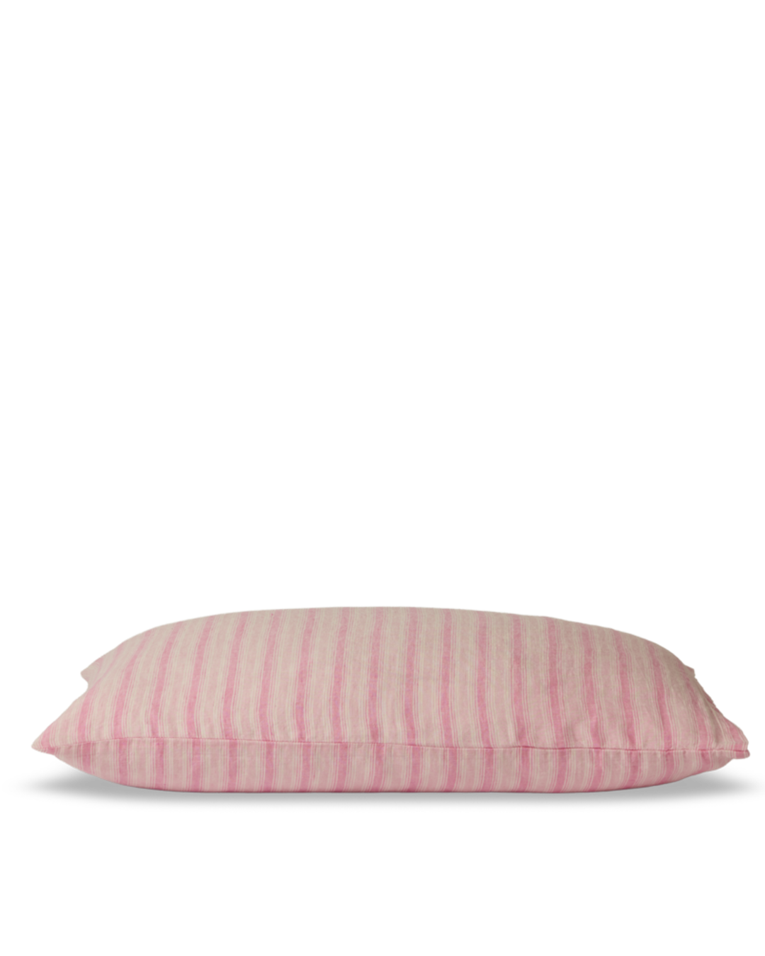 Merci - Taie D'Oreiller En Lin Lavé - Rayures Trame Rose