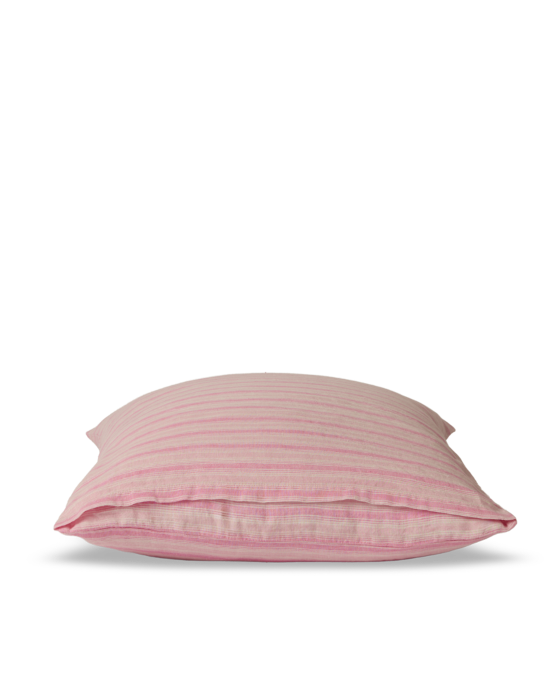 Merci - Taie D'Oreiller En Lin Lavé - Rayures Trame Rose