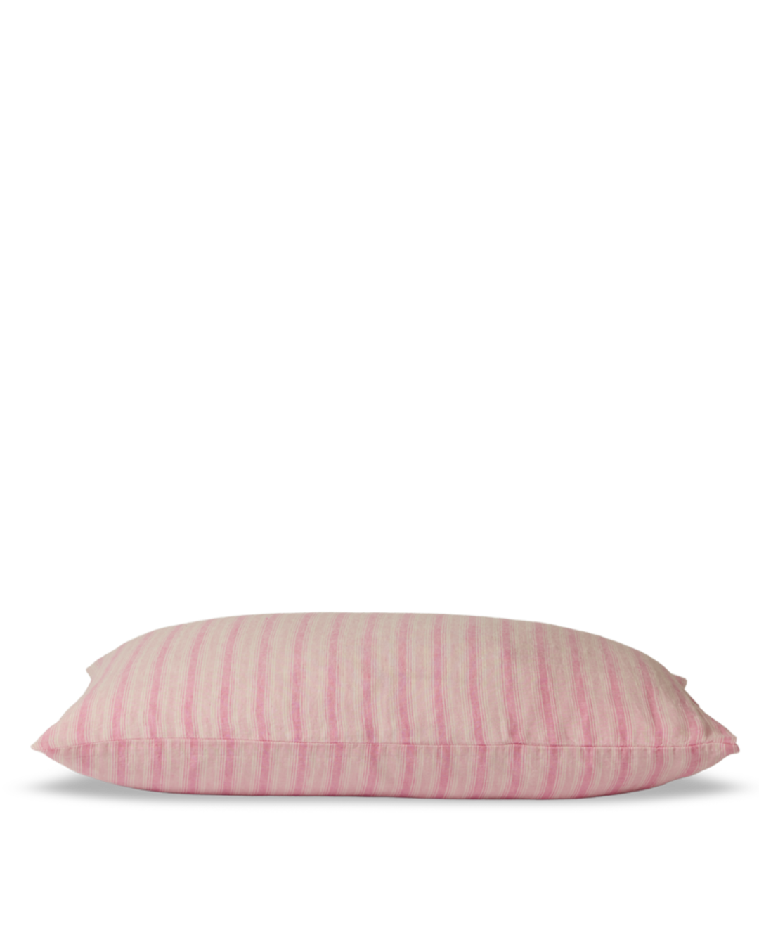 Merci - Taie D'Oreiller En Lin Lavé - Rayures Trame Rose