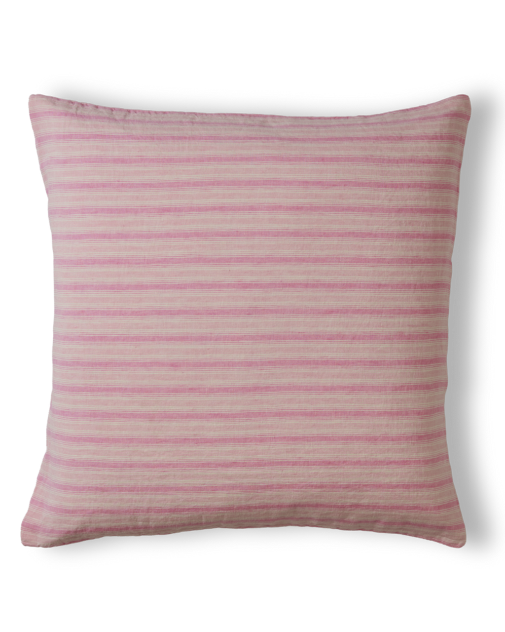 Merci - Taie D'Oreiller En Lin Lavé - Rayures Trame Rose