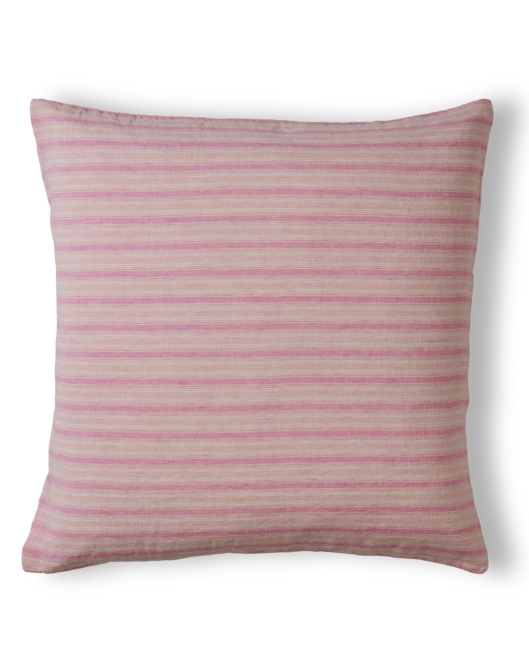Merci - Taie D'Oreiller En Lin Lavé - Rayures Trame Rose