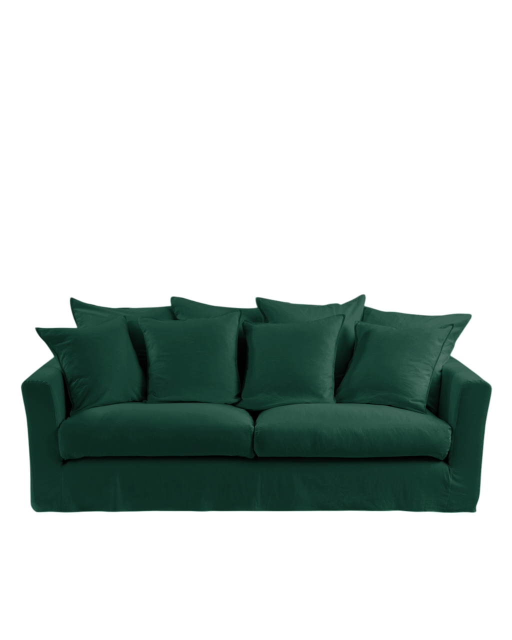 Housse de canapé convertible 3 places Merci Paris en tissu Métis vert séquoia avec aspect froissé naturel