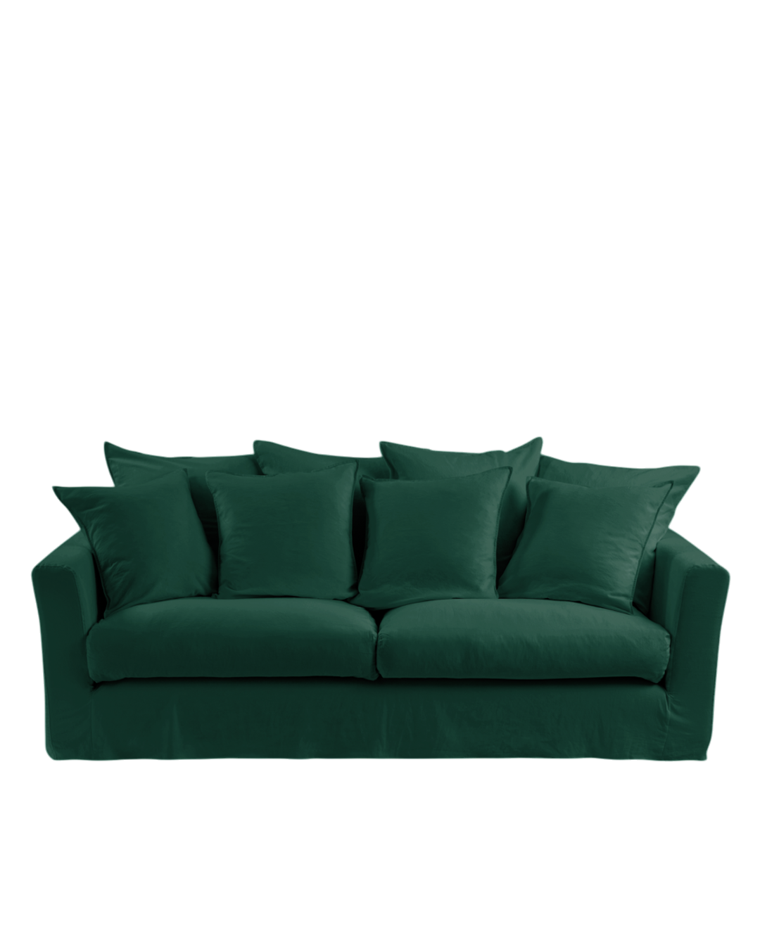 Housse de canapé convertible 3 places Merci Paris en tissu Métis vert séquoia avec aspect froissé naturel