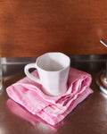 Merci - Serviette De Table En Lin Lavé - Rayures Trame Rose
