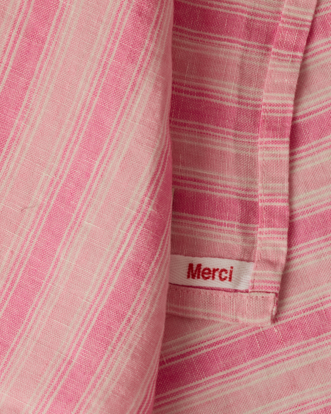 Merci - Washed linen napkin - Pink Weft Stripes