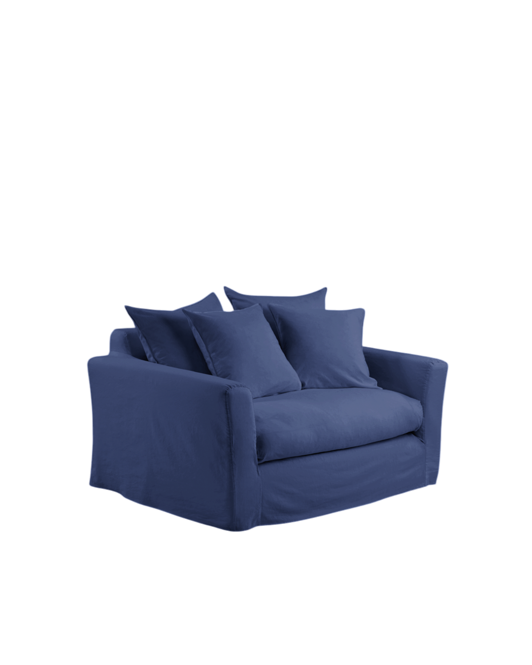 Housse de canapé convertible 3 places Merci Paris en tissu Métis bleu pacifique avec aspect froissé naturel