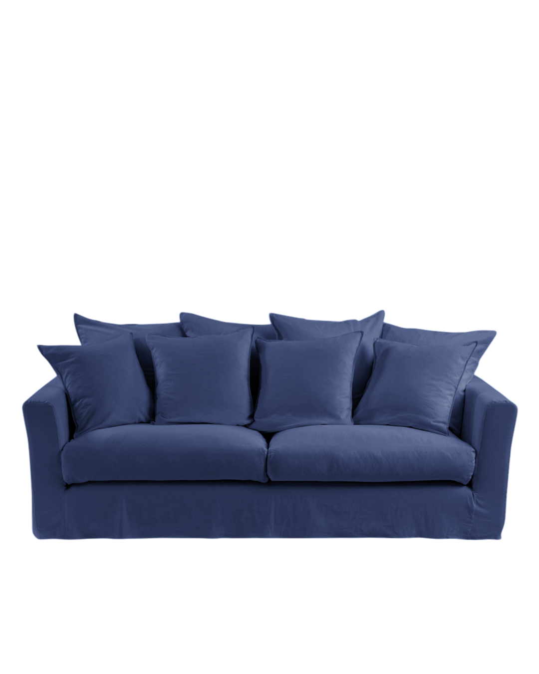 Housse de canapé convertible 3 places Merci Paris en tissu bleu pacifique avec aspect froissé et coussins assortis