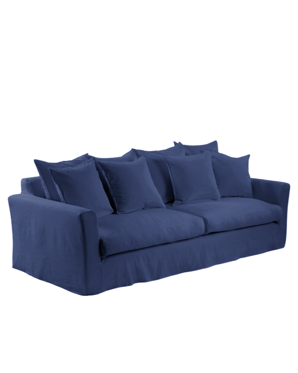 Housse de canapé convertible 3 places Merci Paris en tissu métis bleu pacifique avec aspect froissé naturel