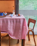 Merci - Washed linen tablecloth - Pink Weft Stripes