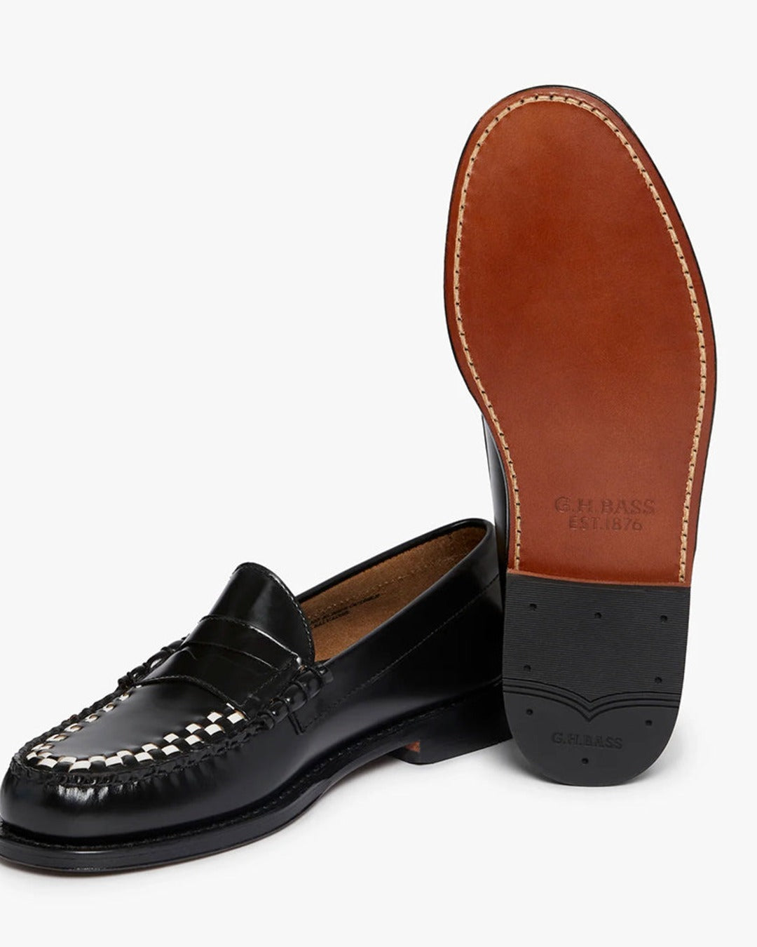 Gh Bass - Weejun Heritage Larson Weave Loafers - Black & White