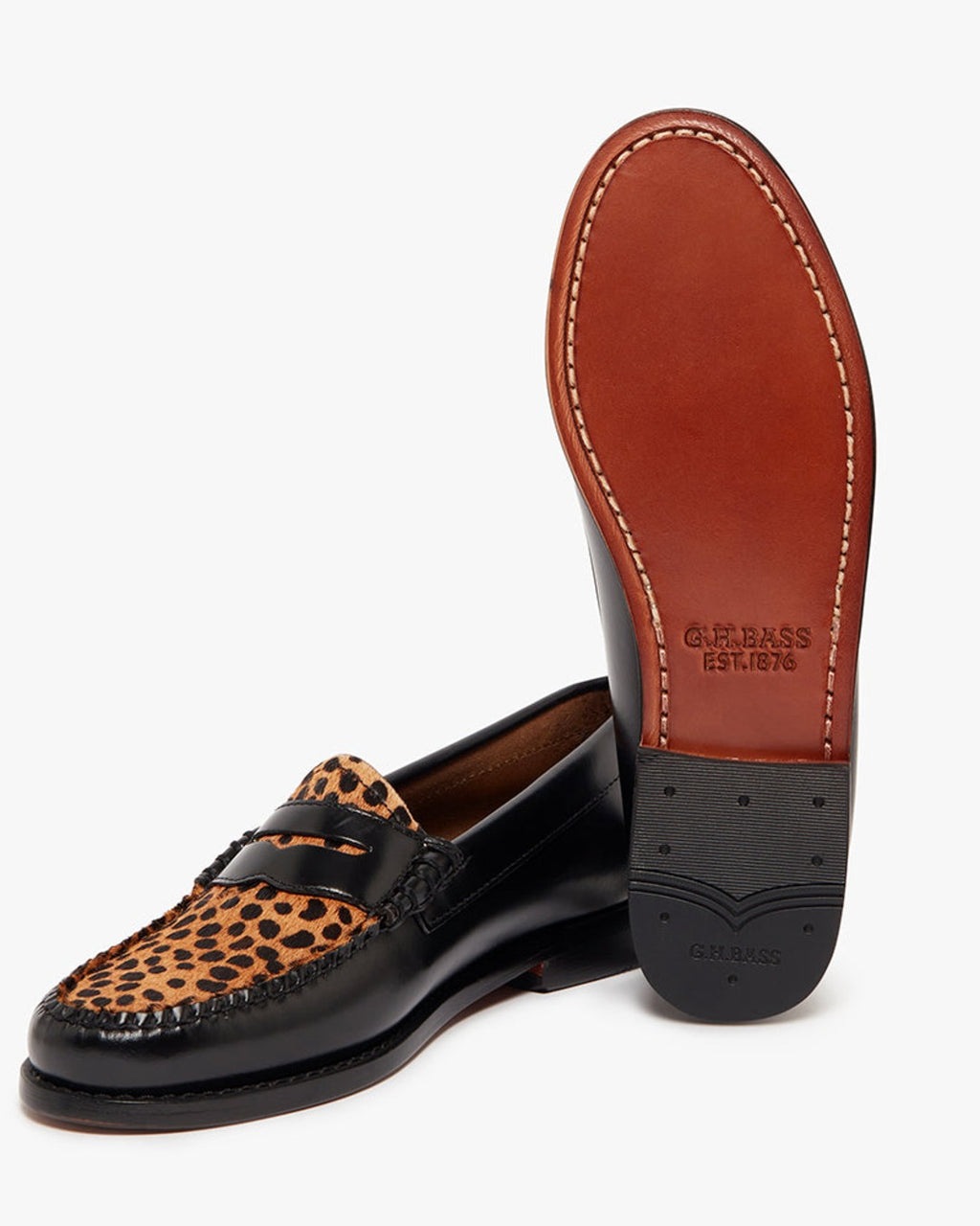 Gh Bass - Weejun Penny Exotic Loafers - Black Leopard