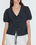 Deiji Studio - Fine Collar Top - Mono Grid