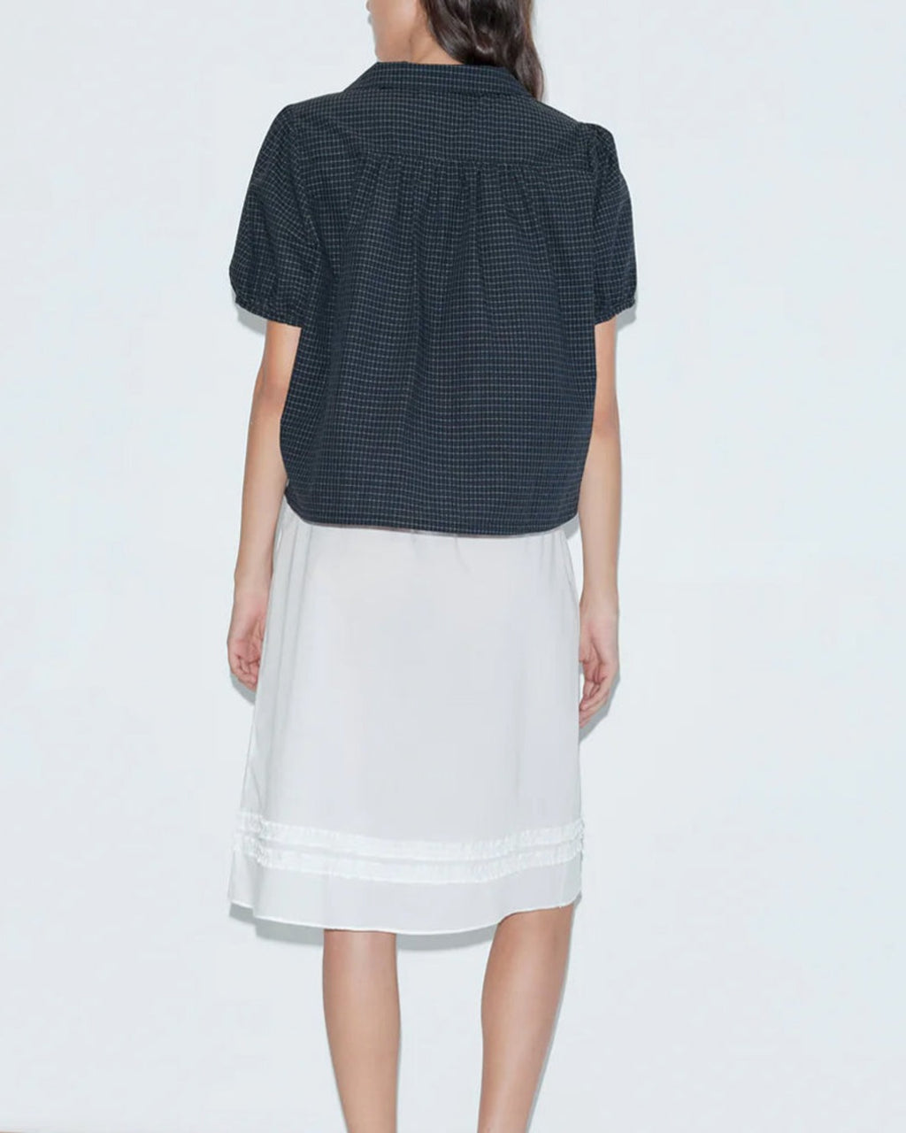 Deiji Studio - Fine Collar Top - Mono Grid