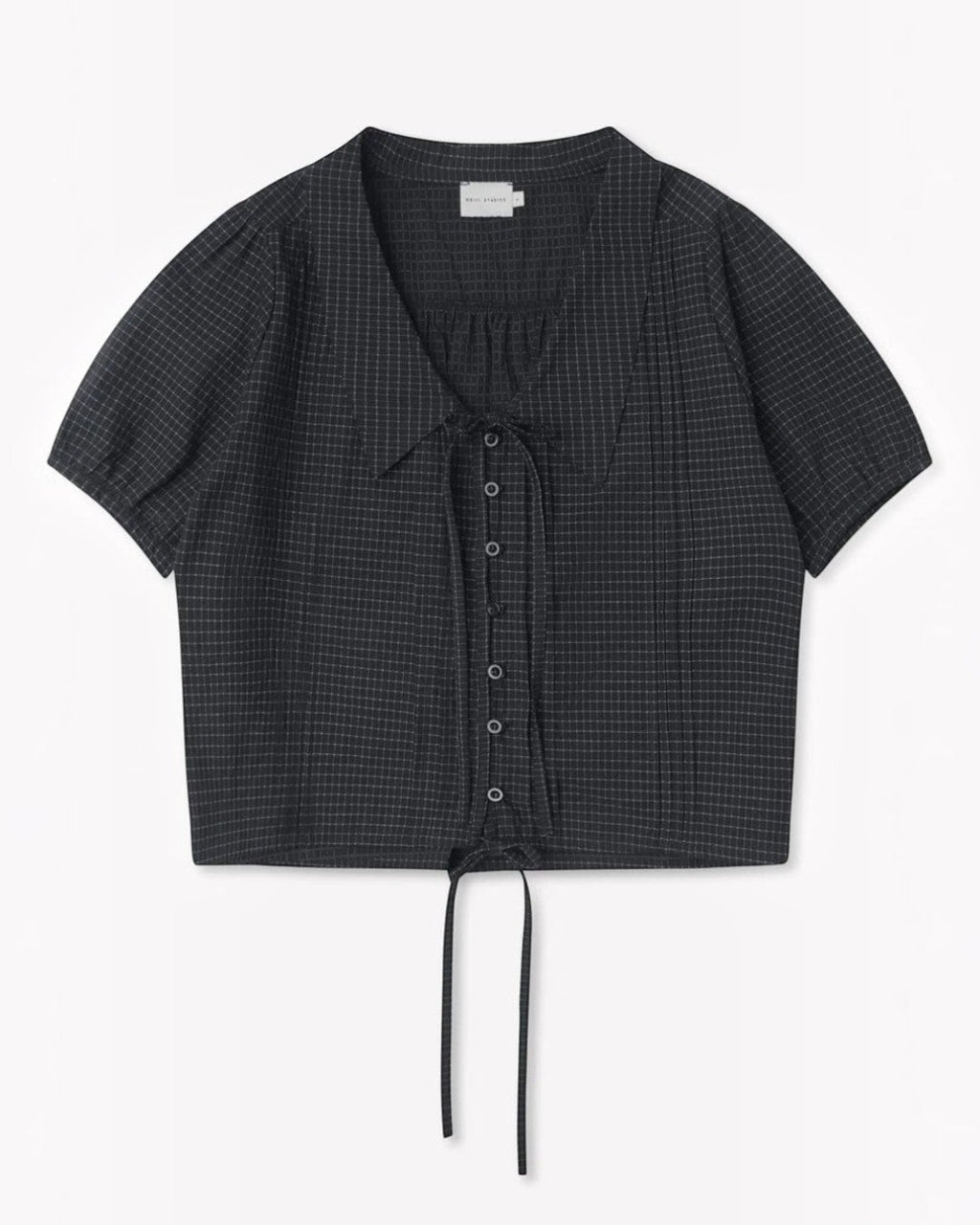 Deiji Studio - Fine Collar Top - Mono Grid