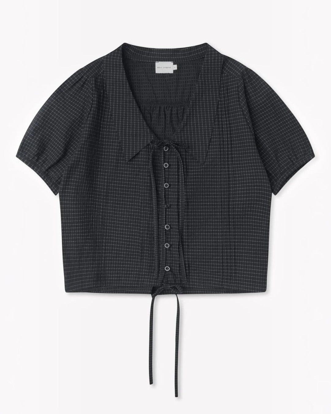 Deiji Studio - Fine Collar Top - Mono Grid