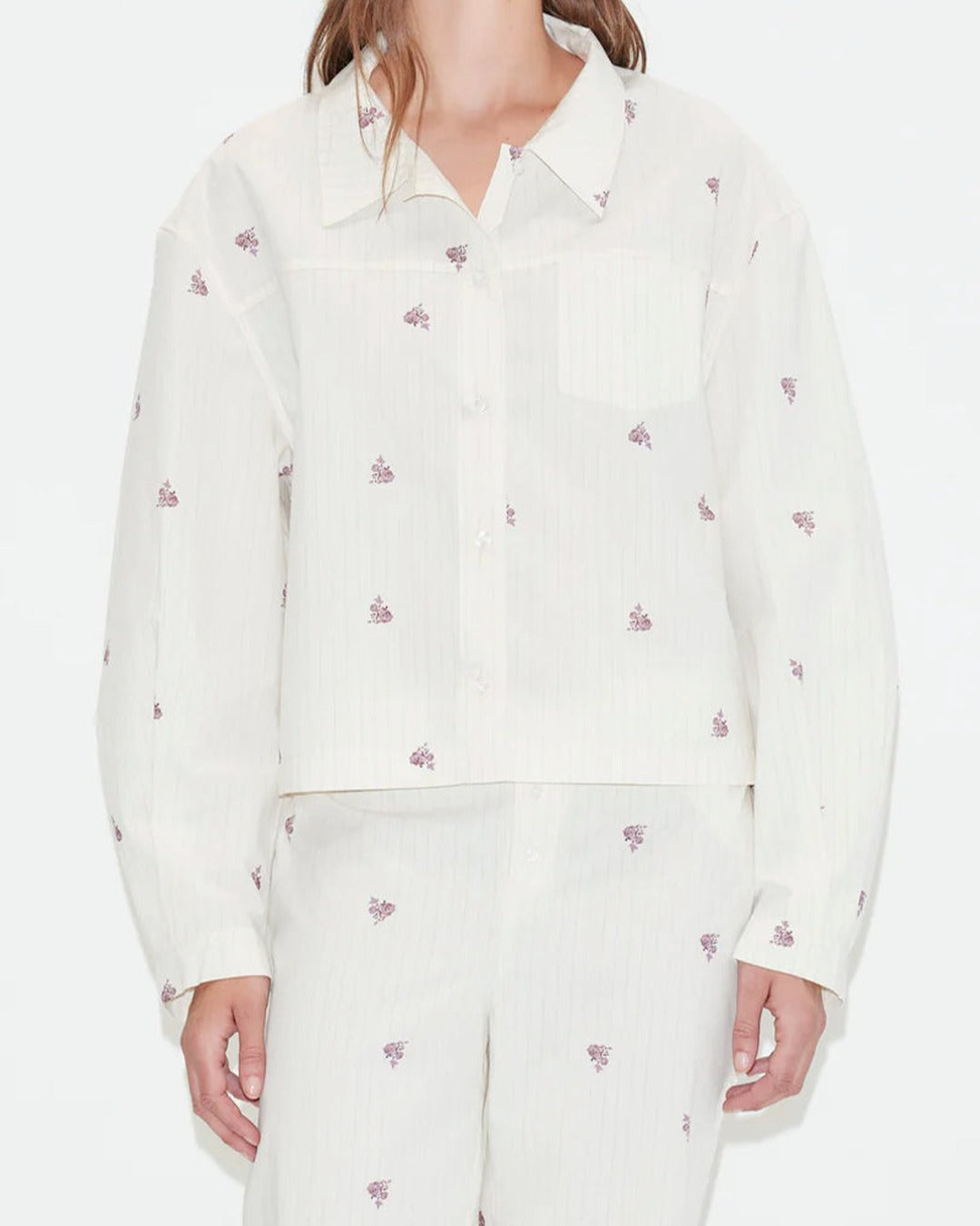 Deiji Studio - Ensemble Boxy Long - Rayures Florales