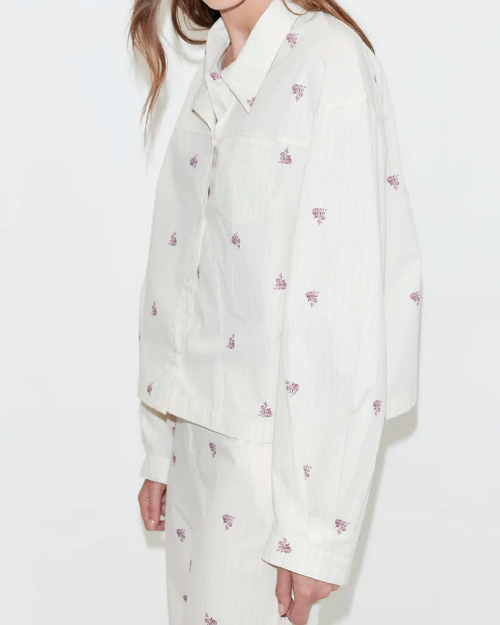Deiji Studio - Long Boxy Set - Floral Stripes