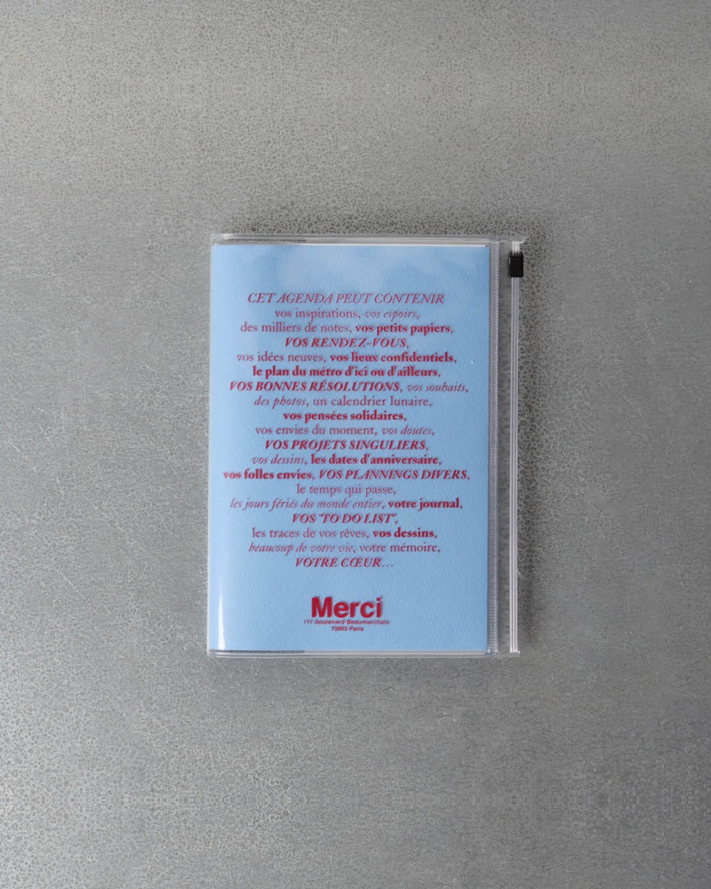 Merci - Calendar Merci Oct. 2026 – Dec. 2027 - Pastel Blue