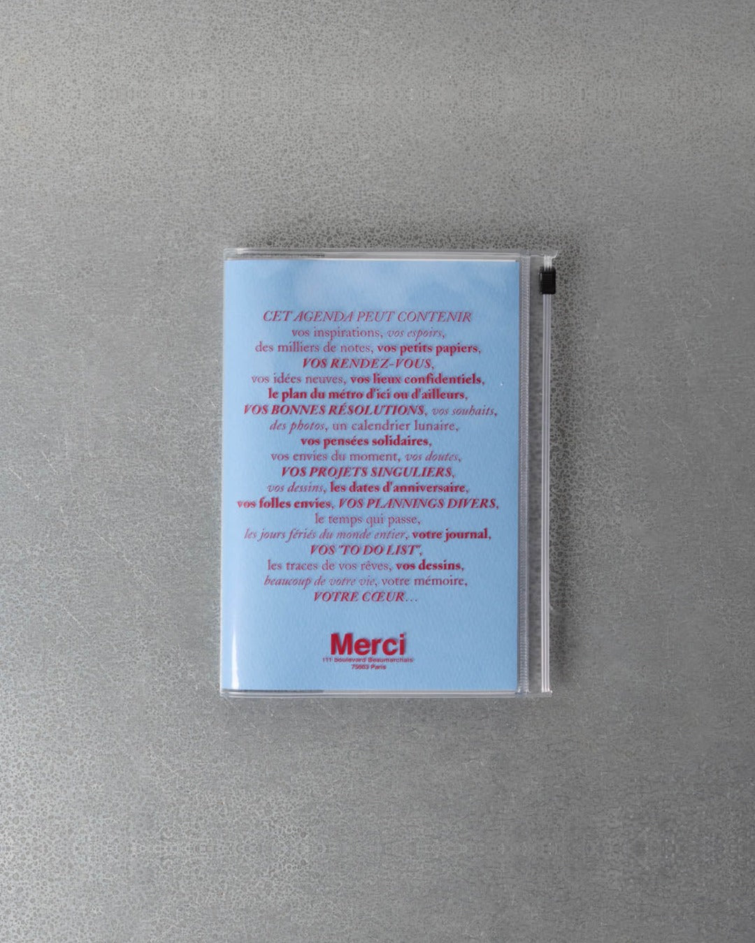 Merci - Calendar Merci Oct. 2026 – Dec. 2027 - Pastel Blue