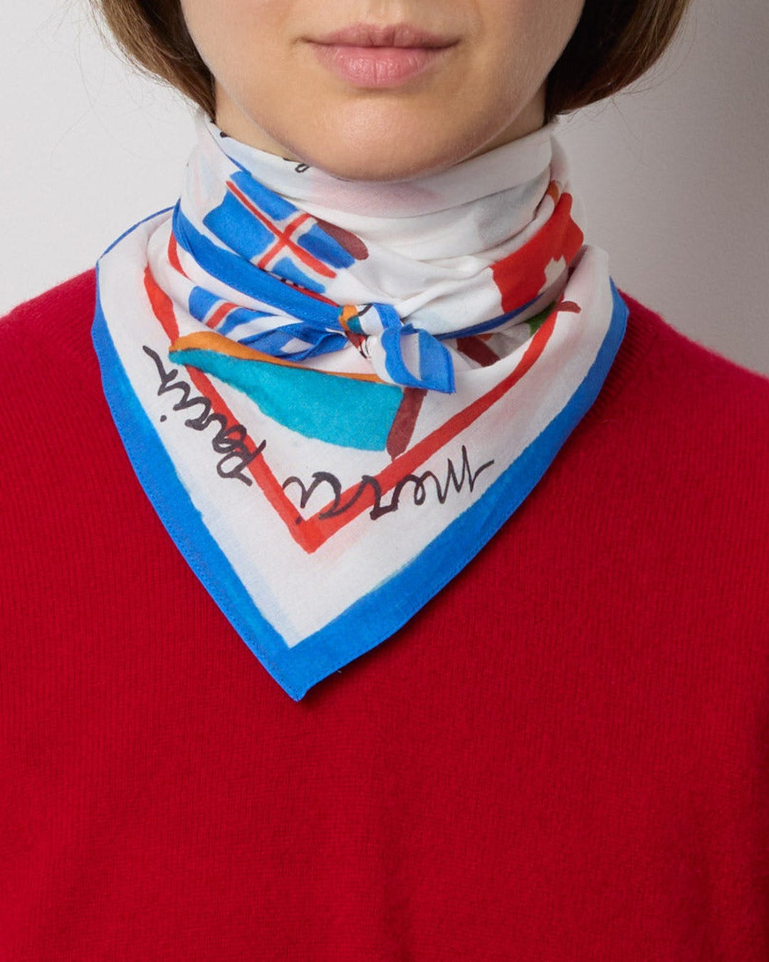 Merci - European Flags Bandana - Ecru & Blue
