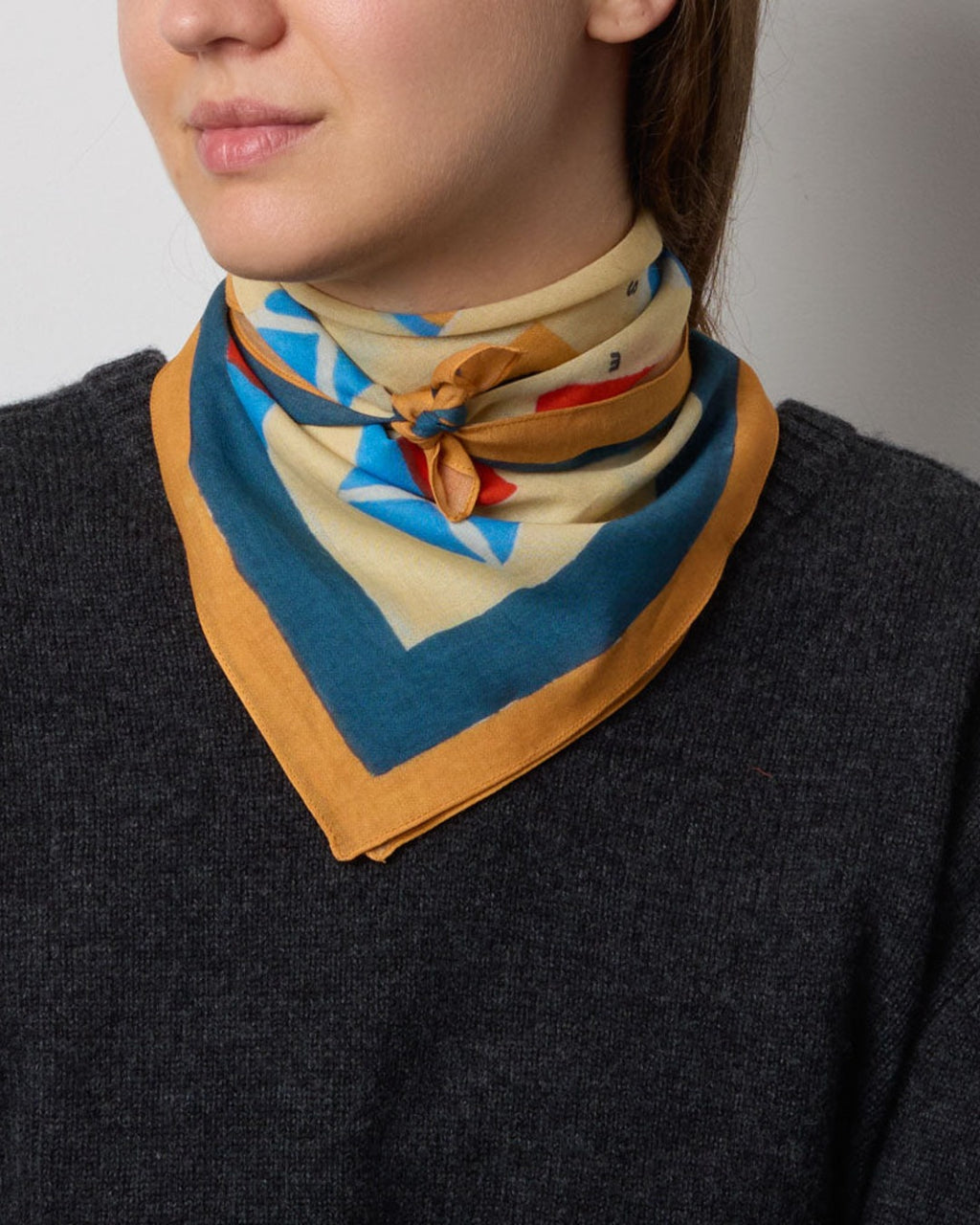 Merci - Bandana Fanions Nautiques - Ecru Bleu & Jaune