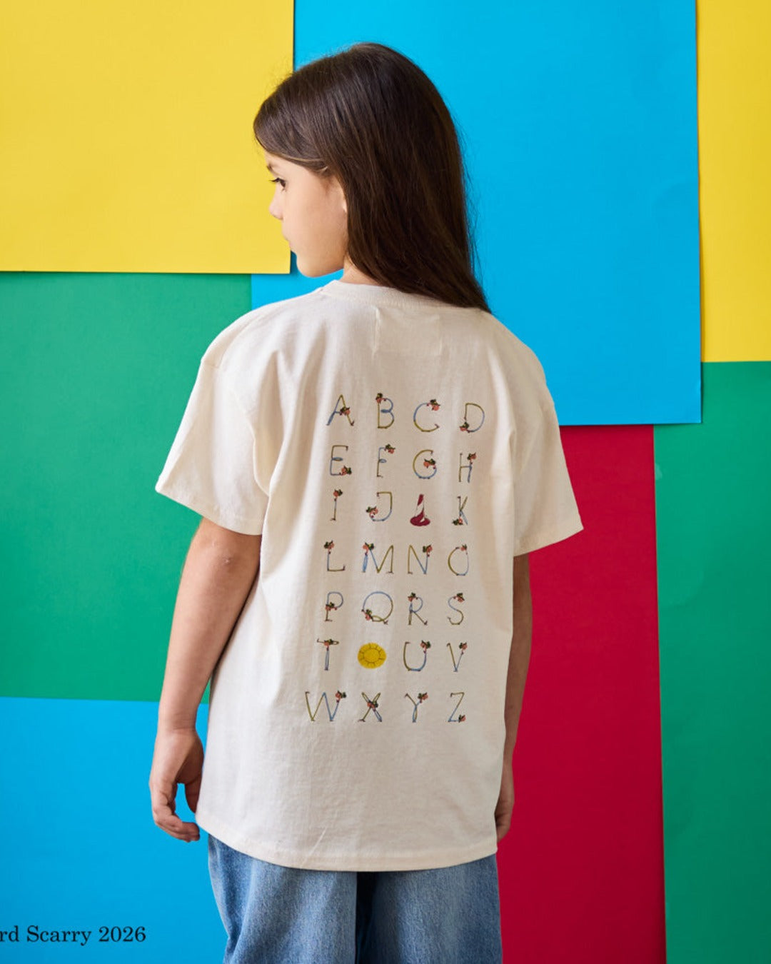 Merci x Richard Scarry - Kids' Alphabet T-Shirt - Ecru