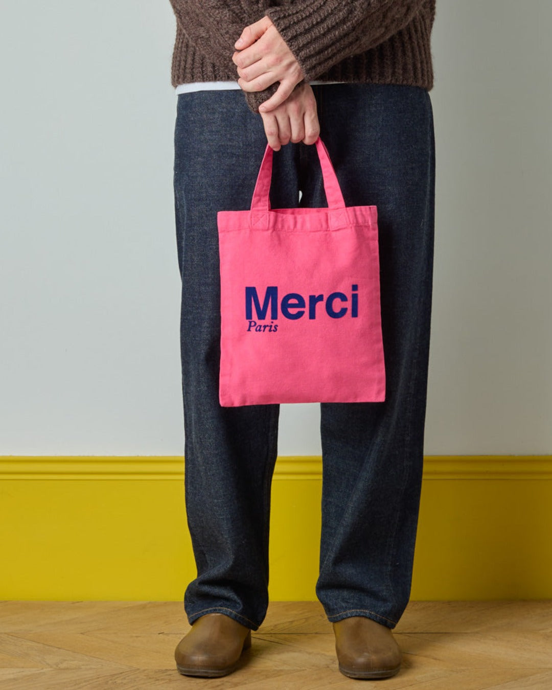 Merci - Cotton Tote Bag - Pink & Blue