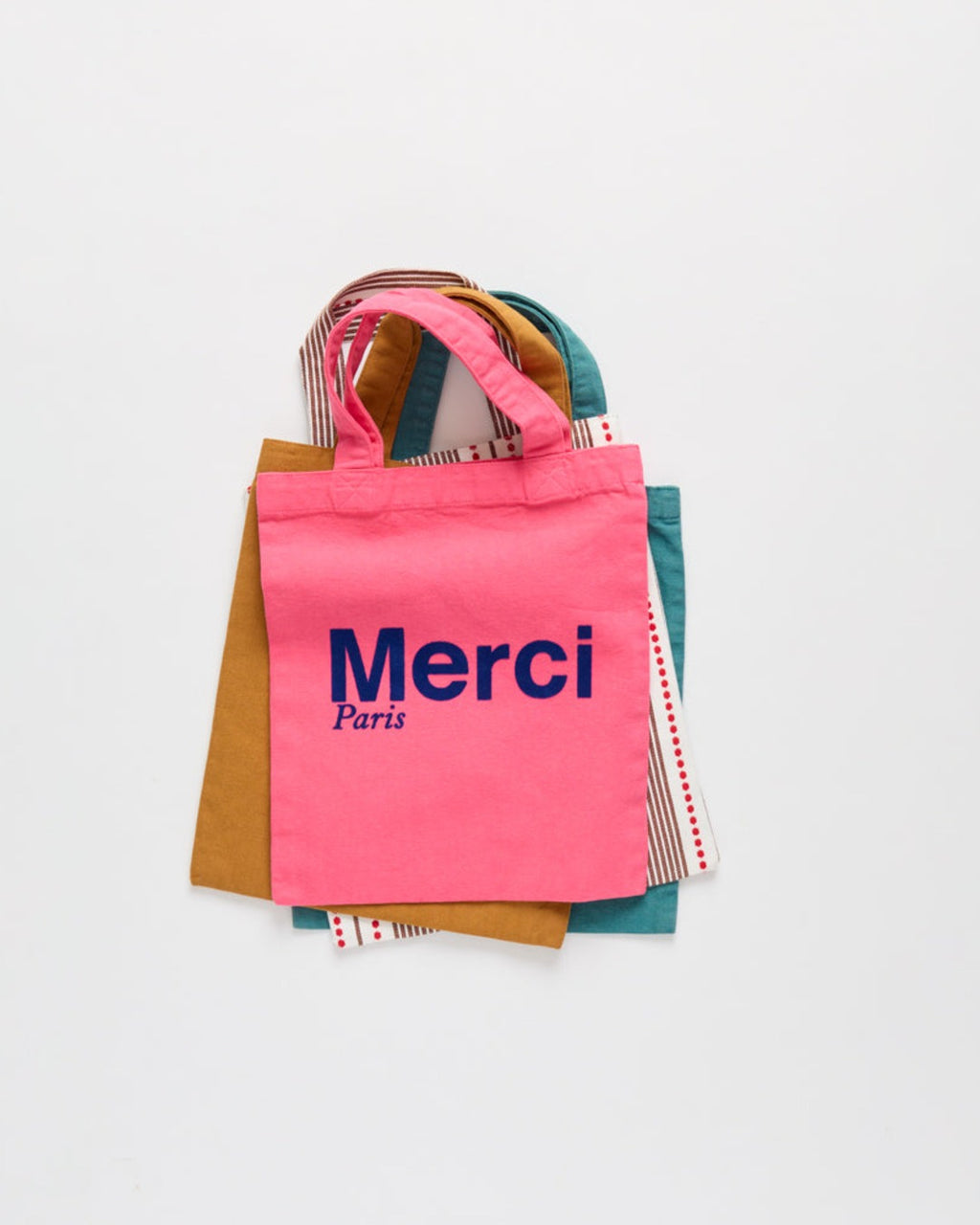 Merci - Cotton Tote Bag - Pink & Blue