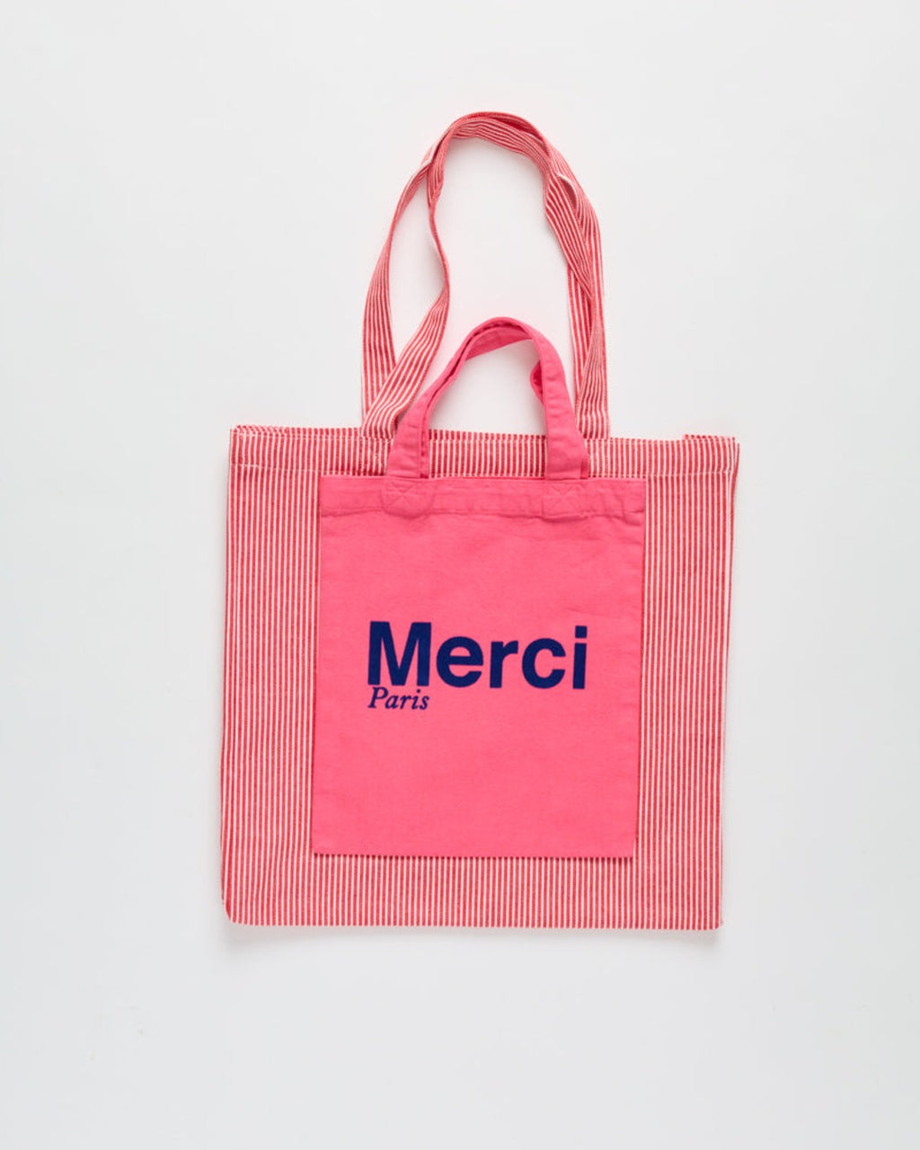 Merci - Cotton Tote Bag - Pink & Blue