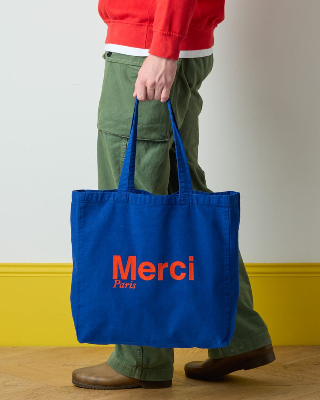 Merci - Cotton Tote Bag - Navy & Orange