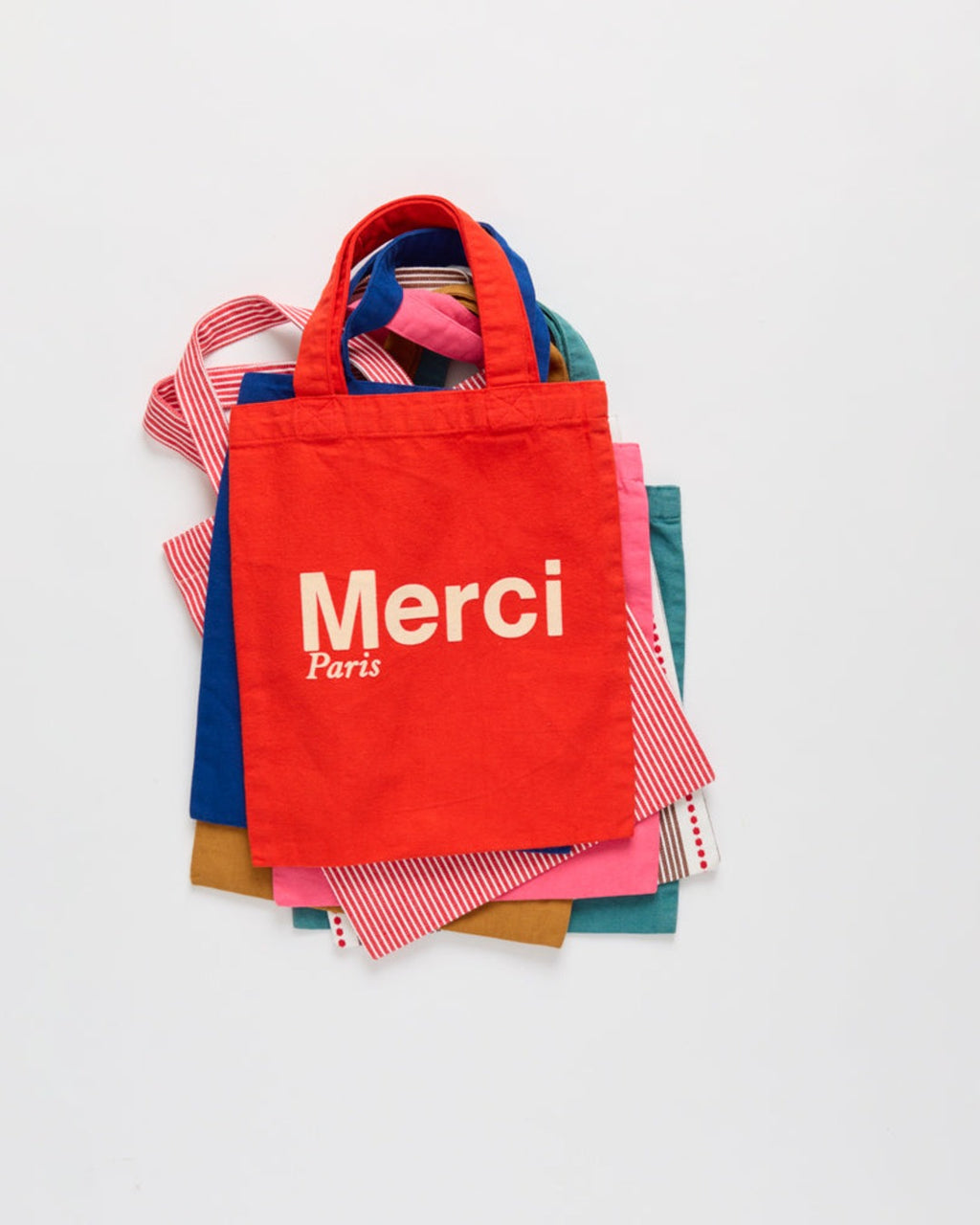 Merci - Tote Bag En Coton - Rouge & Ecru