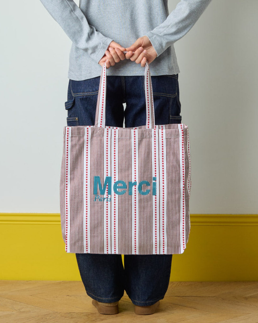 Merci - Hickory Cotton Tote Bag - Blue stripes