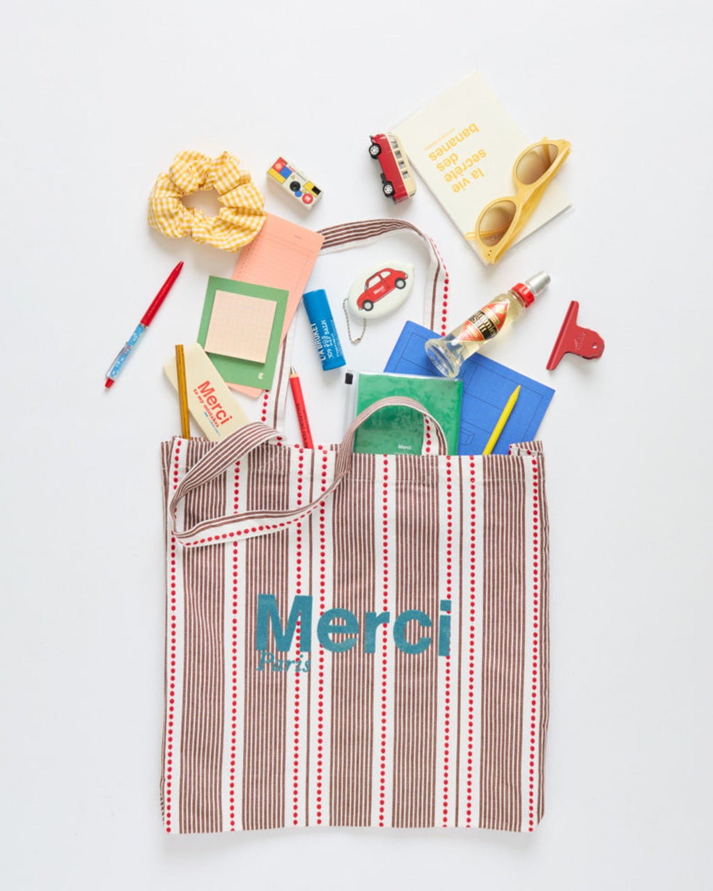 Merci - Hickory Cotton Tote Bag - Blue stripes