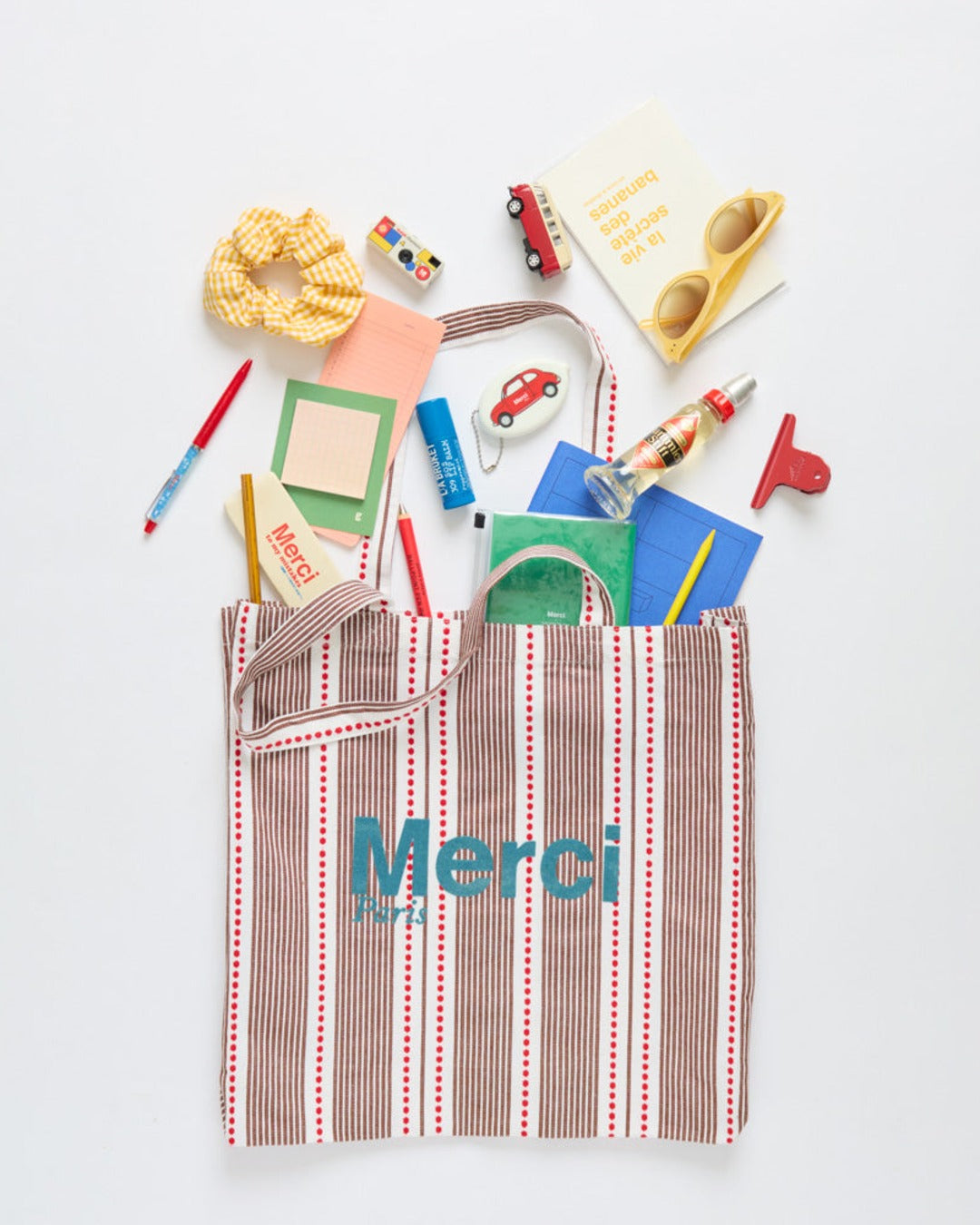 Merci - Hickory Cotton Tote Bag - Blue stripes