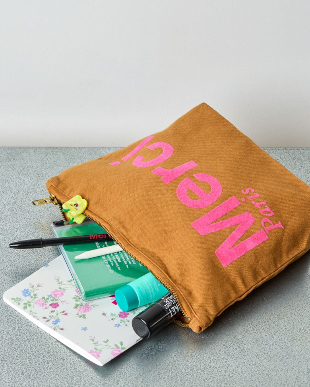 Merci - Pochette En Coton - Camel & Rose
