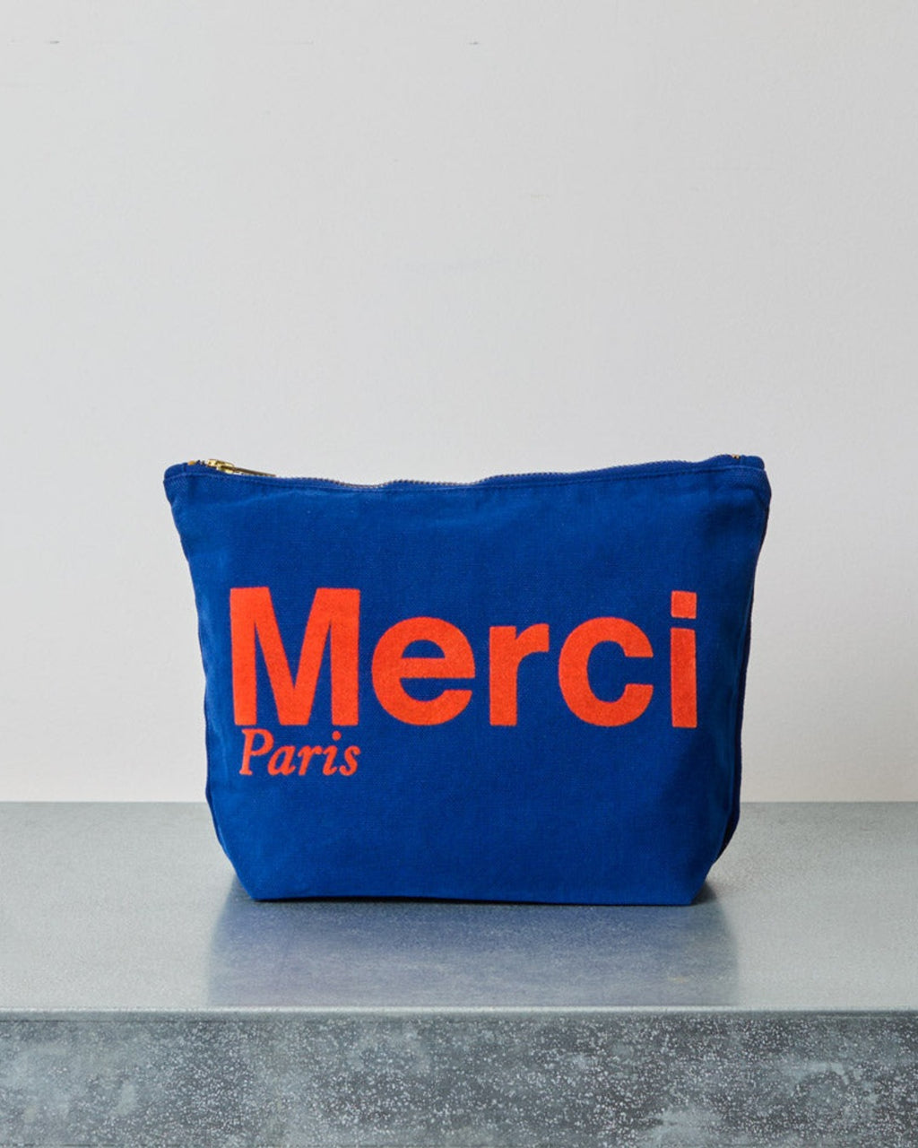 Merci - Cotton pouch - Navy & Orange