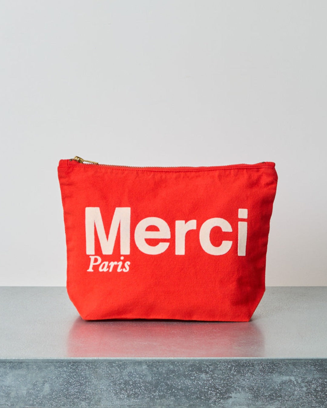Merci - Cotton pouch - Red & Ecru
