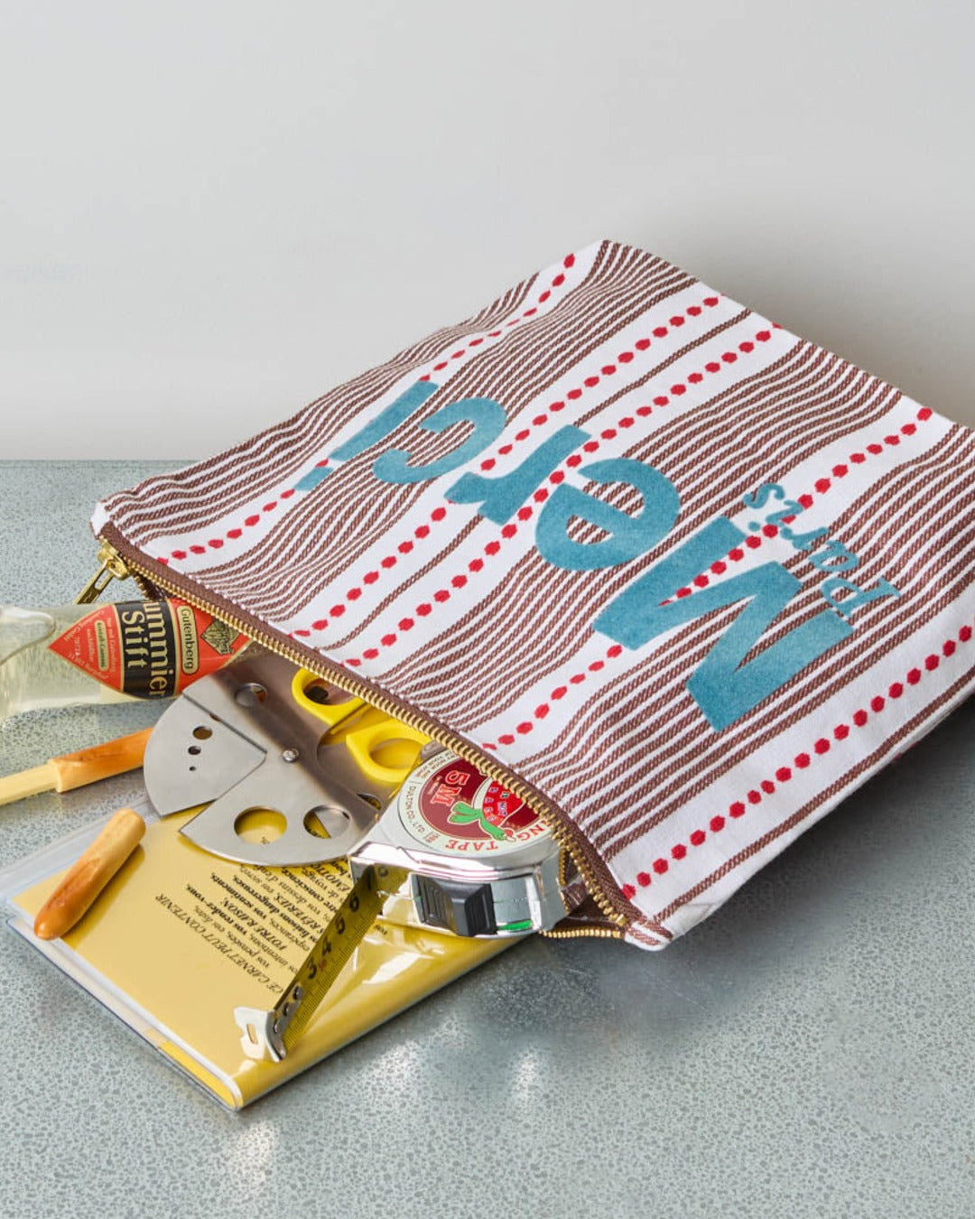 Merci - Hickory cotton pouch - Blue stripes