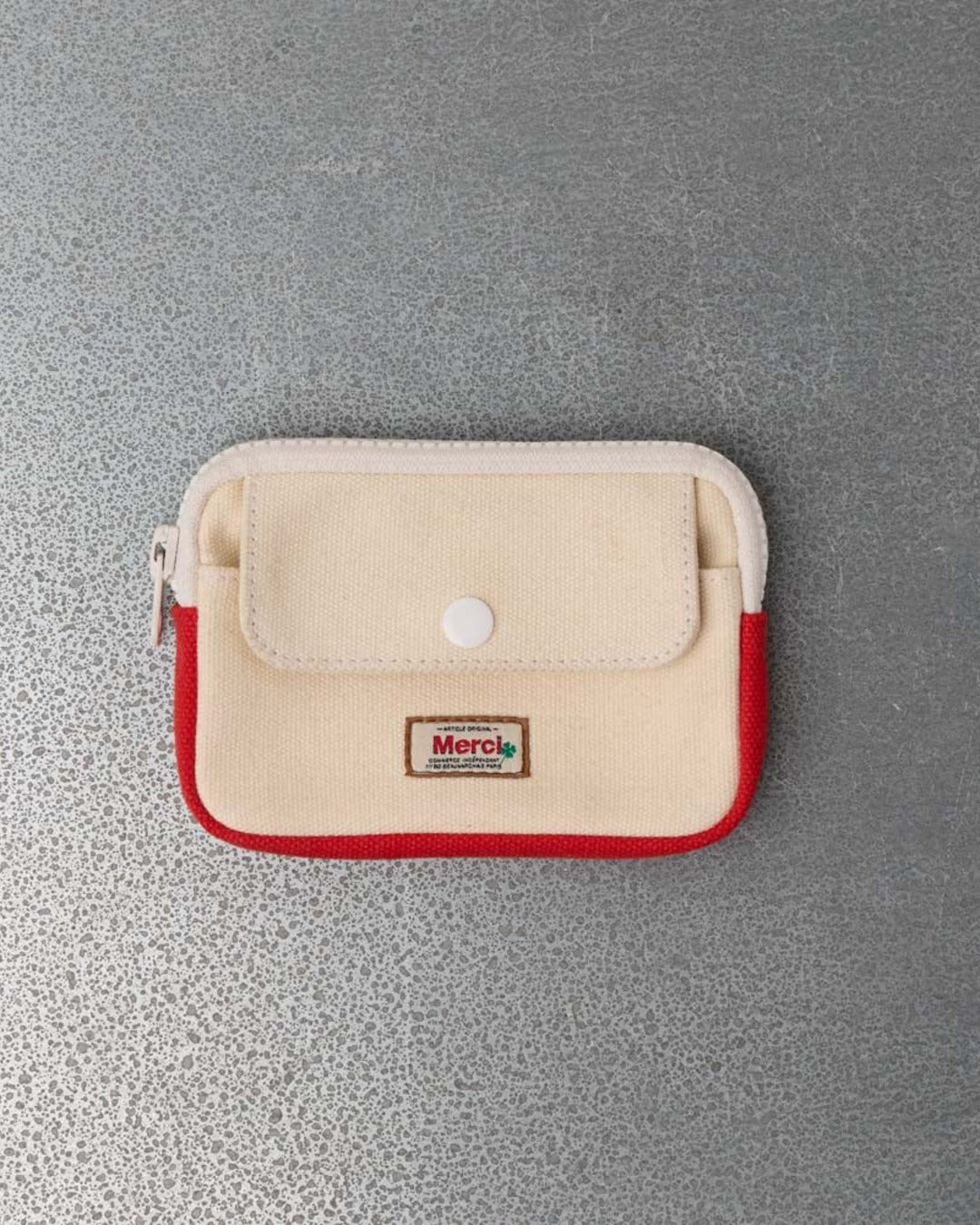 Merci - Porte Monnaie Candide S - Ecru & Rouge