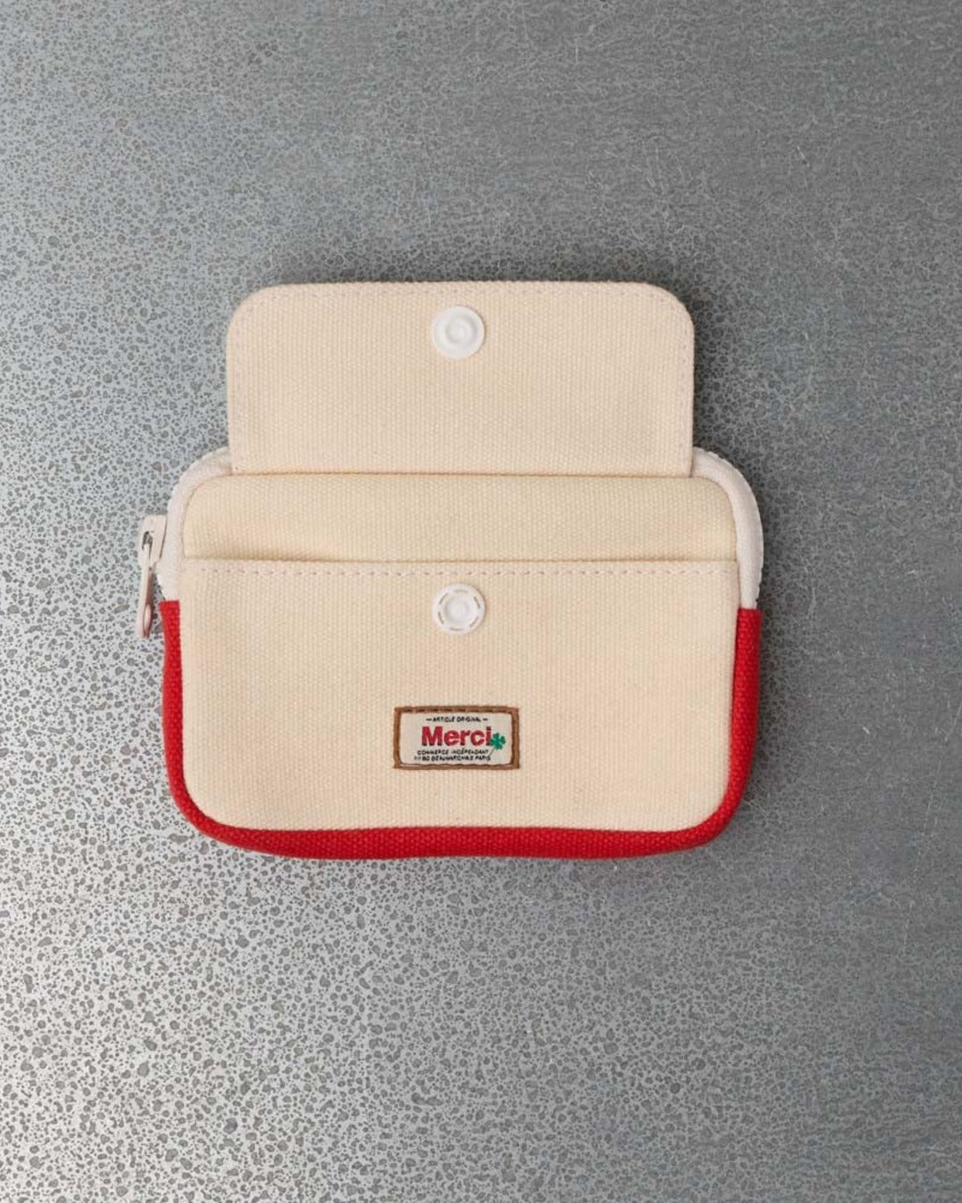 Merci - Porte Monnaie Candide S - Ecru & Rouge