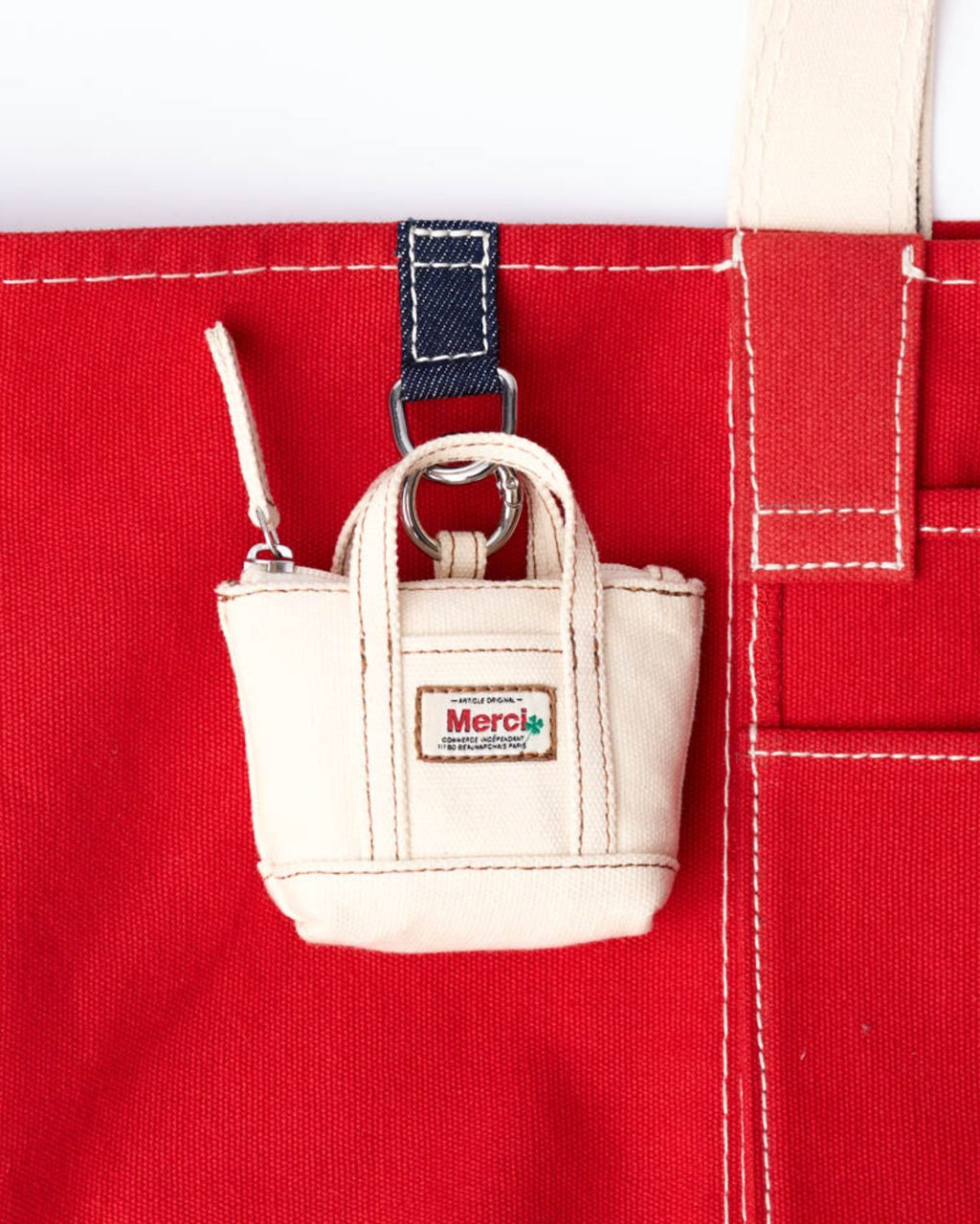 Merci - Candide shopping bag Ribbon - Red & Denim