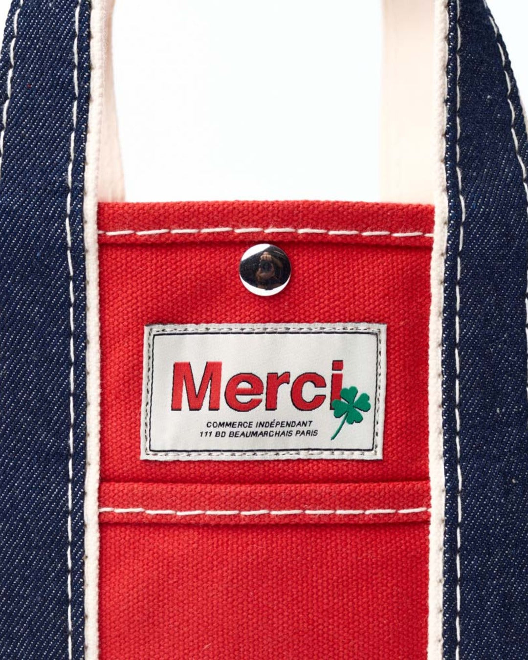 Merci - Candide shopping bag Ribbon - Red & Denim