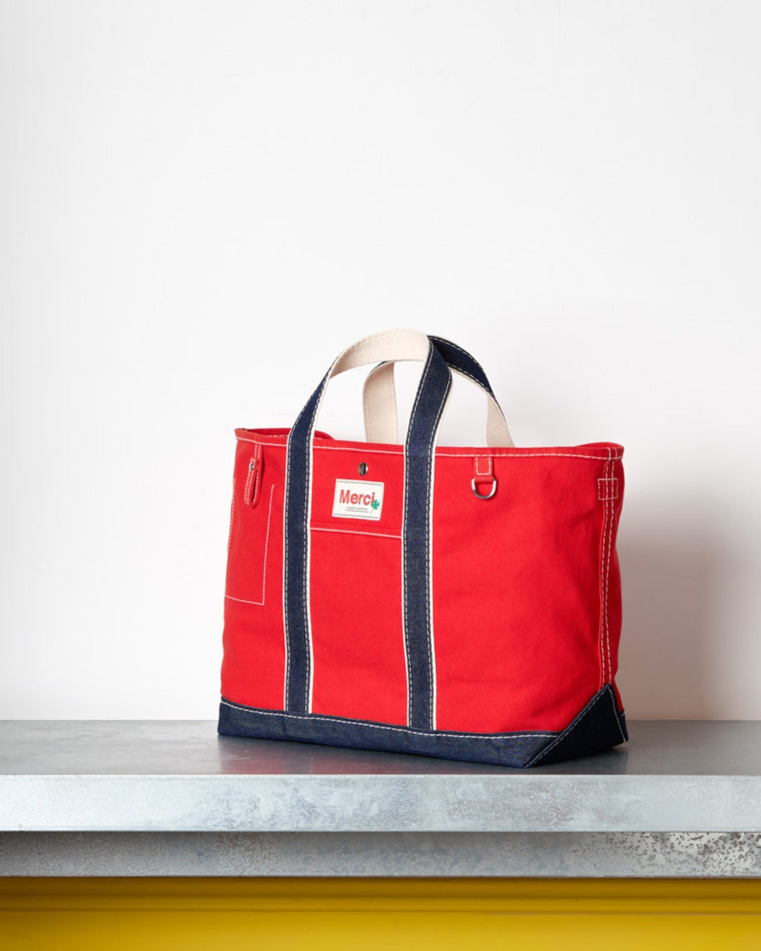 Merci - Candide shopping bag Ribbon - Red & Denim