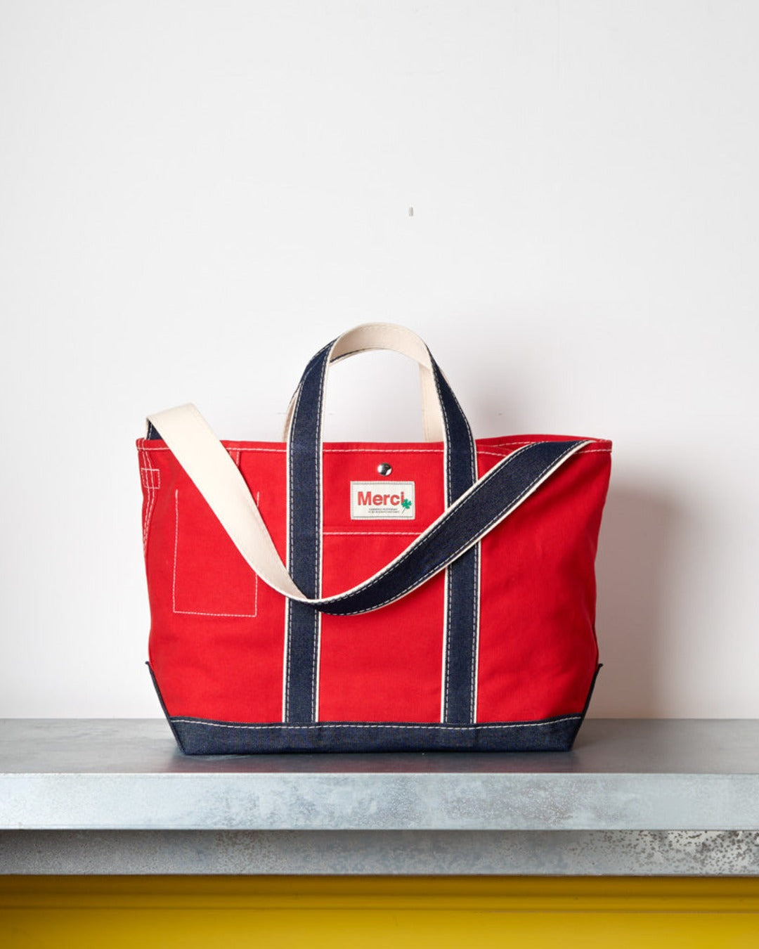 Merci - Candide shopping bag Ribbon - Red & Denim