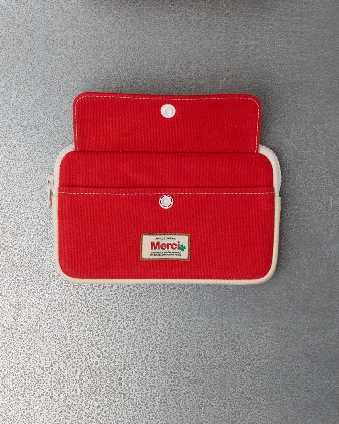 Merci - Porte Monnaie Candide M - Rouge & Ecru