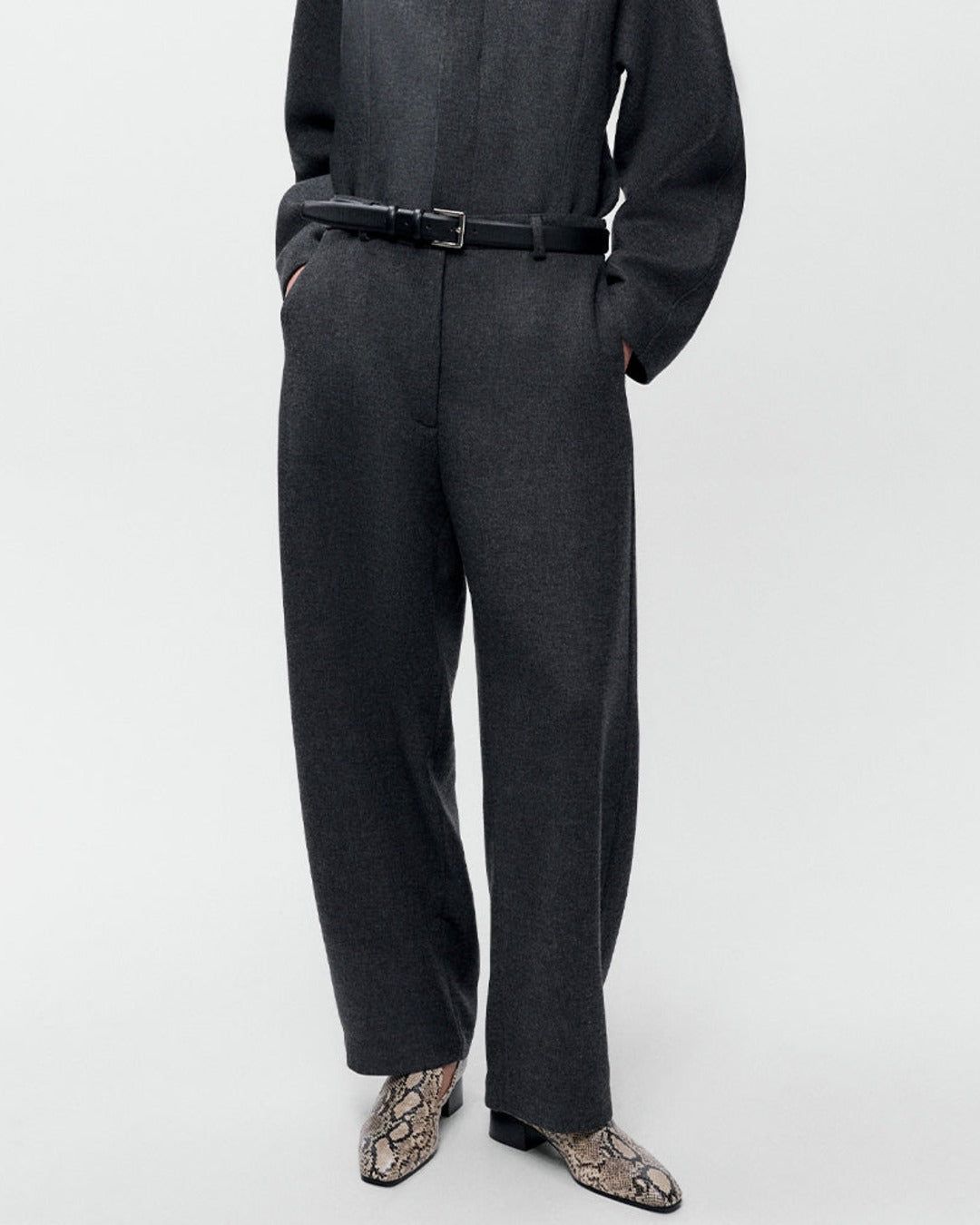 Cordera - Pantalon Cintré En Laine - Anthracite